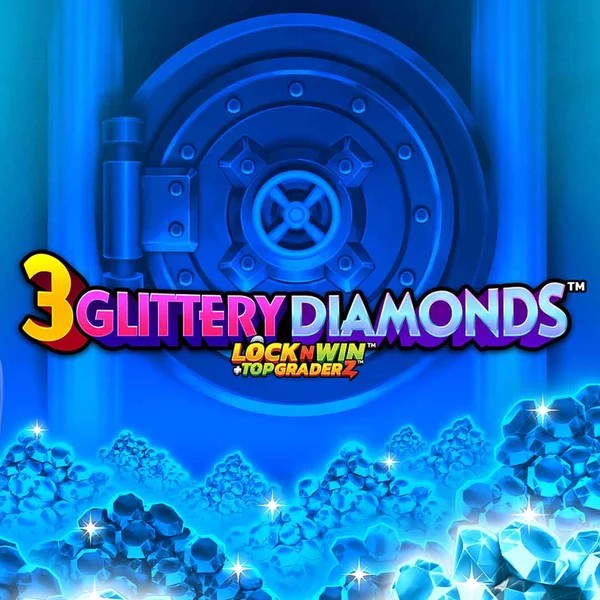 3 Glittery Diamonds slot logo by PearFiction Studios at Slotmafia Casino
